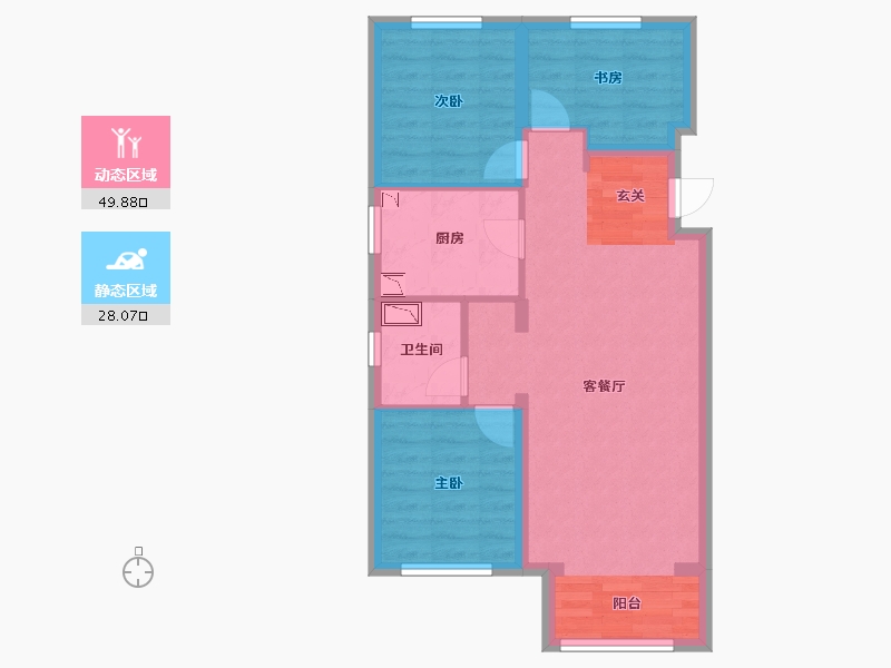 河北省-唐山市-融创唐庭壹号-69.19-户型库-动静分区