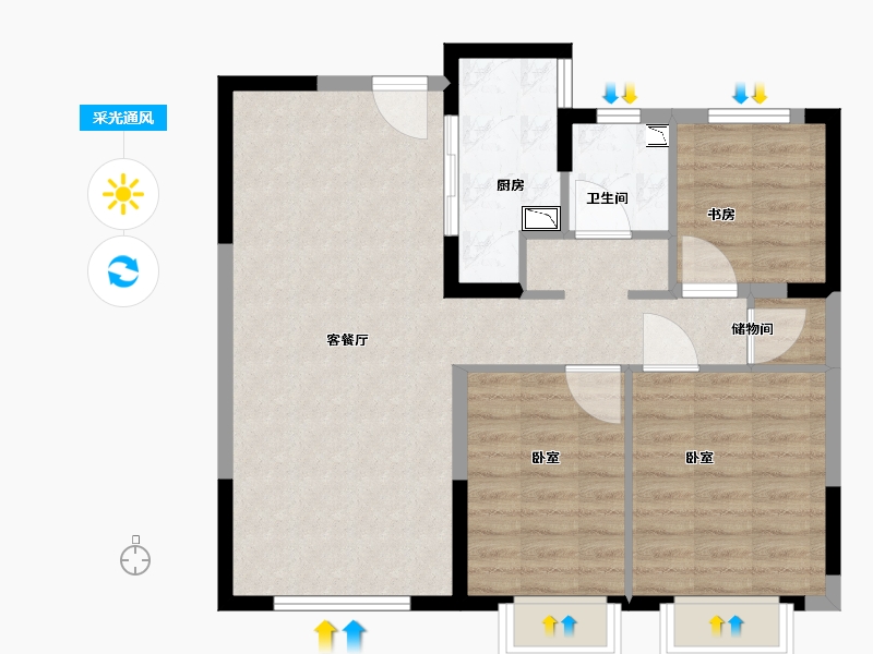 山西省-太原市-保利梧桐语-79.00-户型库-采光通风