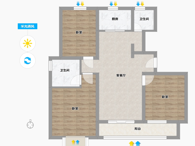 河北省-沧州市-百丰瑞府-75.48-户型库-采光通风