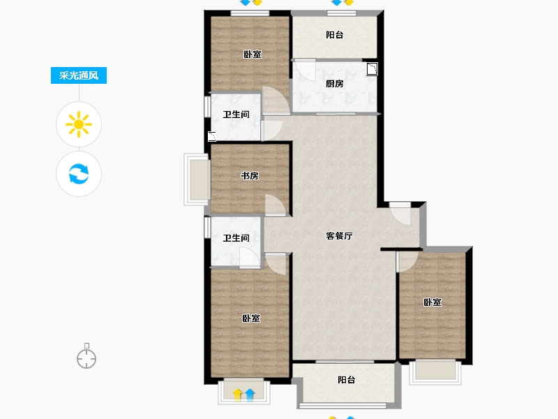 山西省-太原市-山投·青运城-122.55-户型库-采光通风