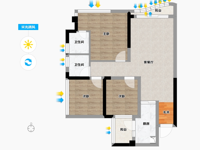 四川省-成都市-天府云城C区-67.23-户型库-采光通风