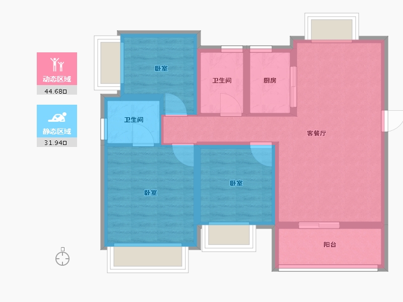 云南省-昆明市-旅泰荷樾-67.36-户型库-动静分区