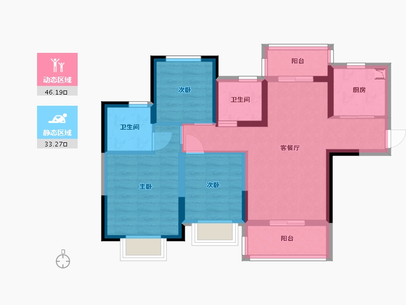 贵州省-贵阳市-贵阳恒大观山学府-69.33-户型库-动静分区