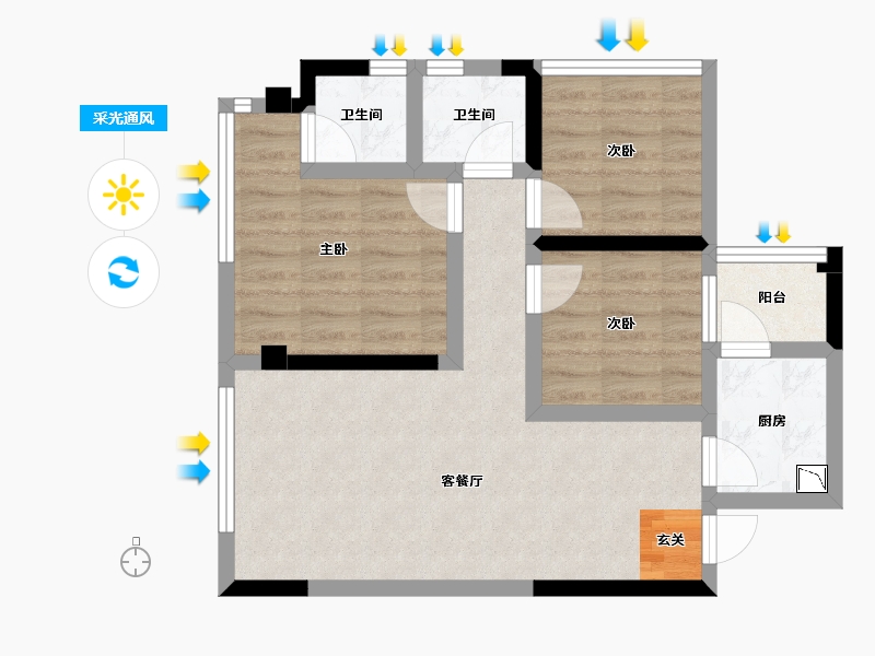 四川省-成都市-天府云城C区-61.14-户型库-采光通风