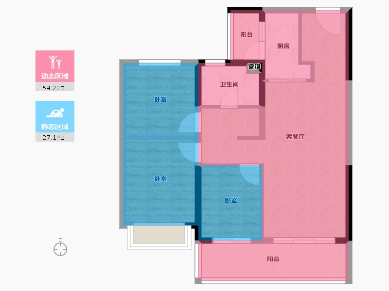 云南省-昆明市-海伦堡晋云府-72.61-户型库-动静分区