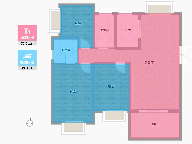 云南省-昆明市-旅泰荷樾-84.84-户型库-动静分区