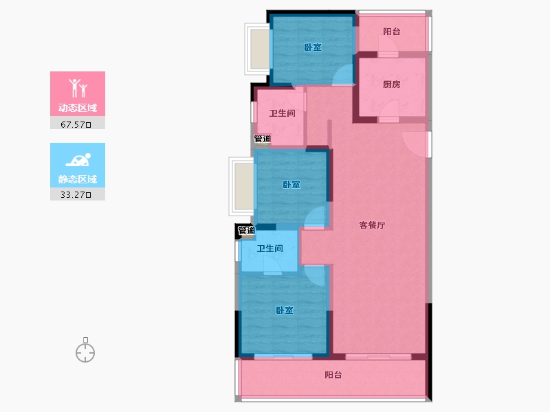 云南省-昆明市-海伦堡晋云府-90.09-户型库-动静分区