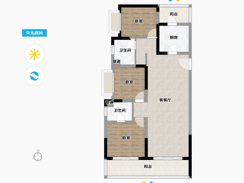 云南省-昆明市-海伦堡晋云府-90.09-户型库-采光通风