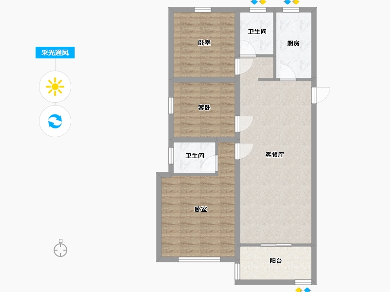 河北省-张家口市-国建四方广场-80.30-户型库-采光通风