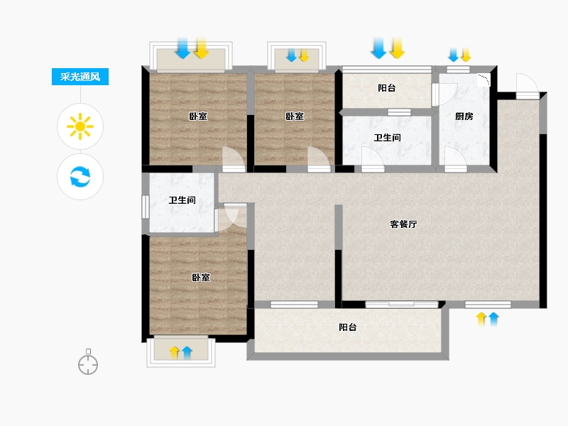 四川省-成都市-百悦城国际社区-109.35-户型库-采光通风