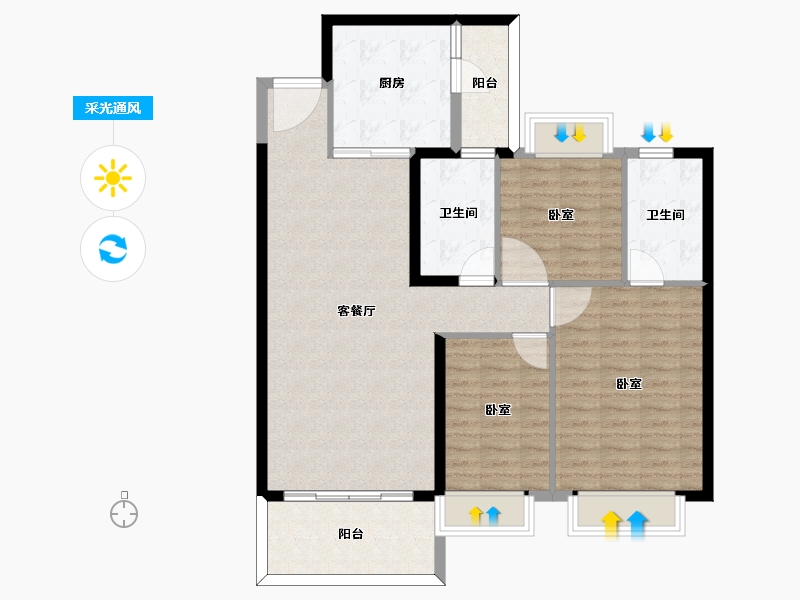 河北省-邯郸市-恒大翡翠御庭-102.00-户型库-采光通风