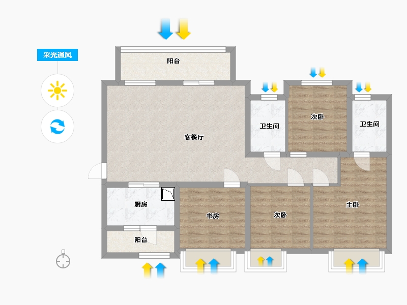 贵州省-贵阳市-贵阳中梁壹号院-95.20-户型库-采光通风