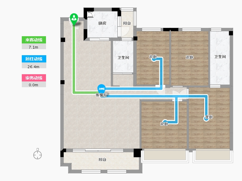 贵州省-贵阳市-碧桂园大学印象-125.03-户型库-动静线