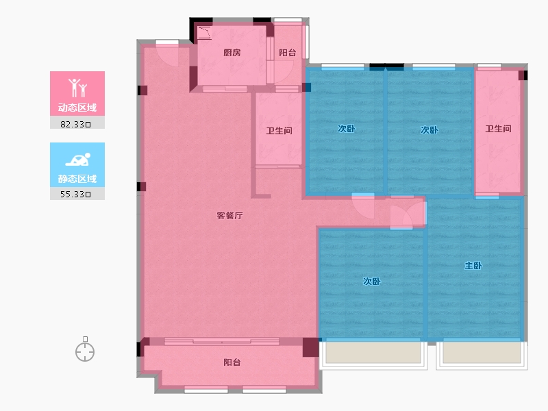 贵州省-贵阳市-碧桂园大学印象-125.03-户型库-动静分区