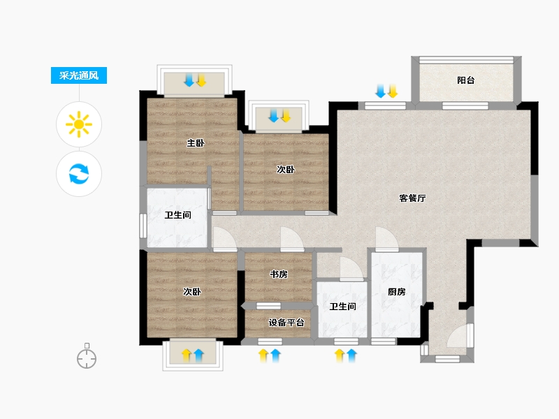 贵州省-贵阳市-铜雀台-85.94-户型库-采光通风