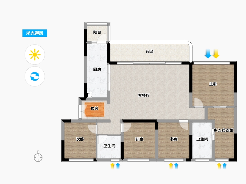 四川省-成都市-德商新希望国宾锦麟天玺-124.05-户型库-采光通风