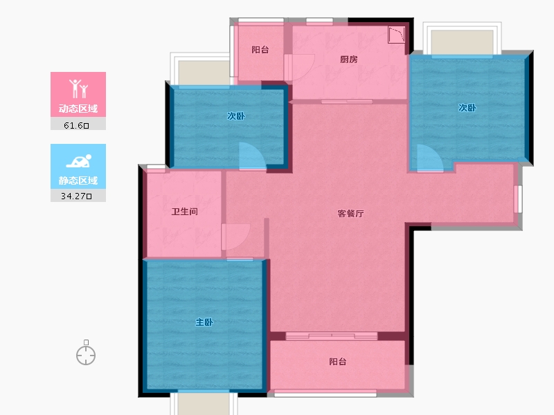 贵州省-贵阳市-贵阳恒大悦府-86.20-户型库-动静分区