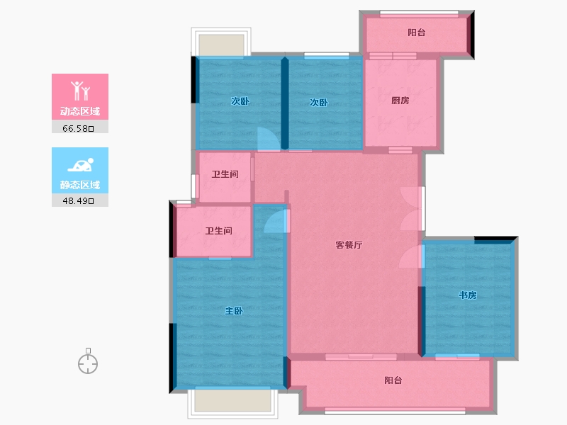 贵州省-贵阳市-金地旭辉上观-103.50-户型库-动静分区