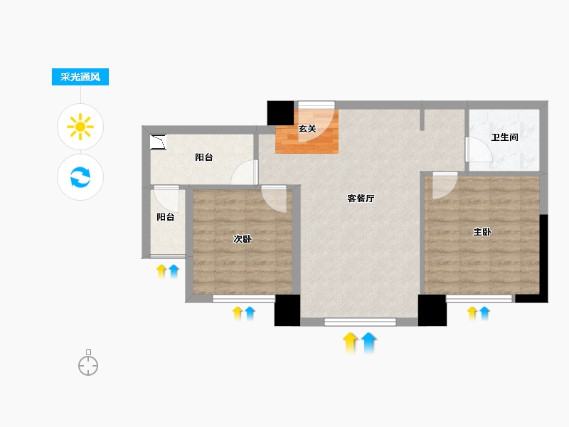 云南省-曲靖市-星辰苑-66.00-户型库-采光通风