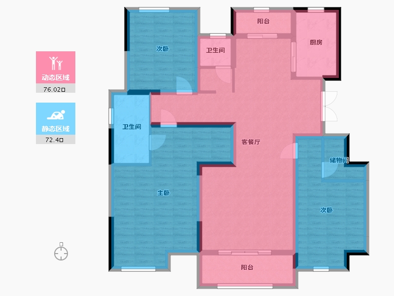 江苏省-苏州市-建滔裕园-133.20-户型库-动静分区