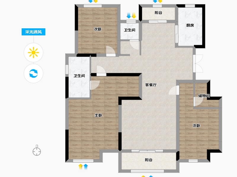 江苏省-苏州市-建滔裕园-133.20-户型库-采光通风