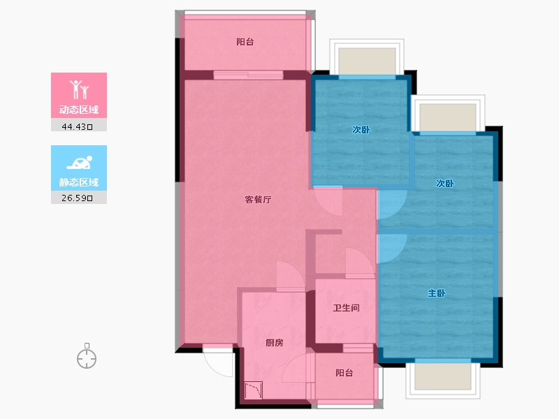 贵州省-贵阳市-贵阳恒大观山学府-62.77-户型库-动静分区