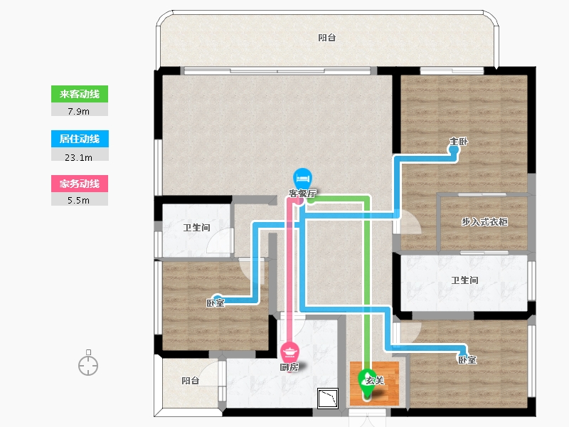 四川省-成都市-德商新希望国宾锦麟天玺-128.47-户型库-动静线