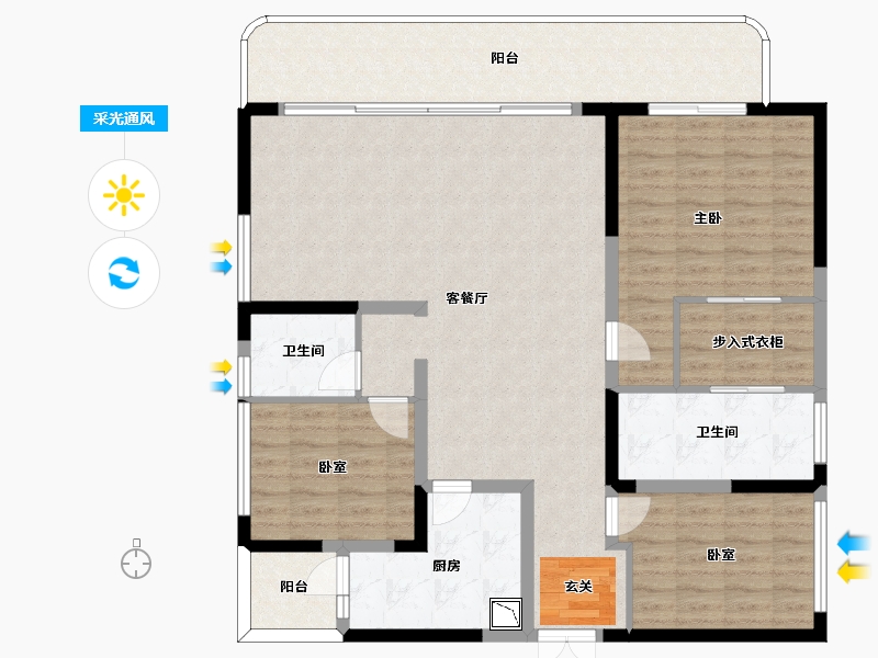 四川省-成都市-德商新希望国宾锦麟天玺-128.47-户型库-采光通风