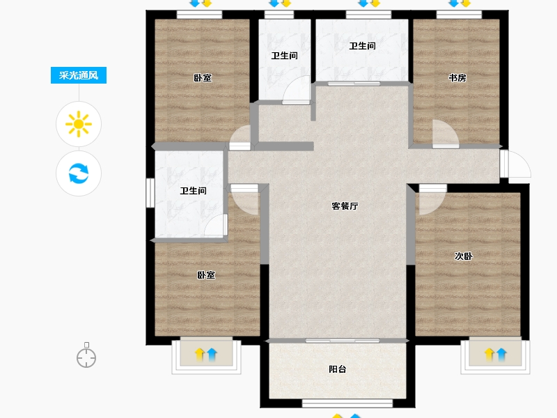 河北省-邢台市-永康城-94.76-户型库-采光通风