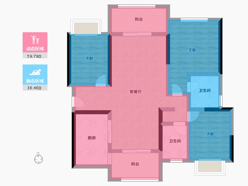 贵州省-遵义市-融创九棠府-84.13-户型库-动静分区