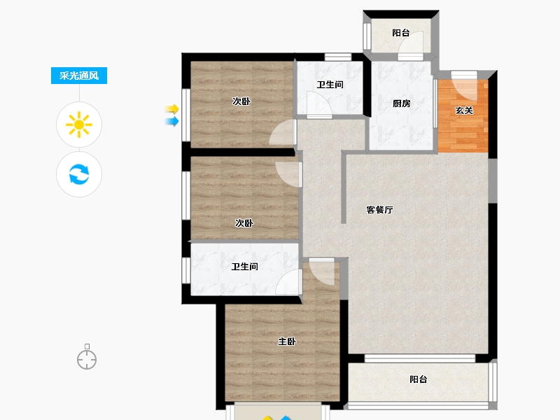 云南省-昆明市-佳兆业壹号公馆-87.12-户型库-采光通风