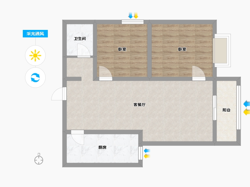 云南省-昆明市-旅泰荷樾-67.59-户型库-采光通风