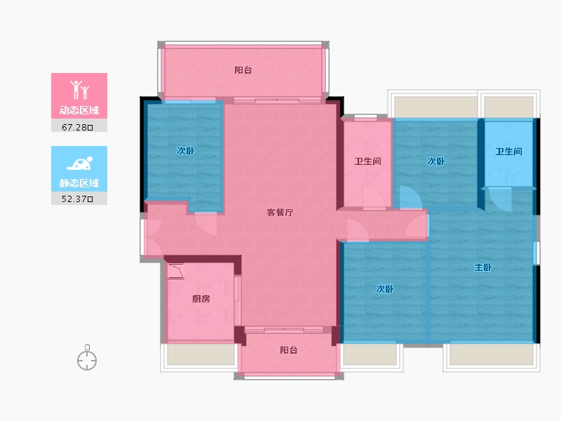 广东省-惠州市-泰丰・千花岛-107.85-户型库-动静分区