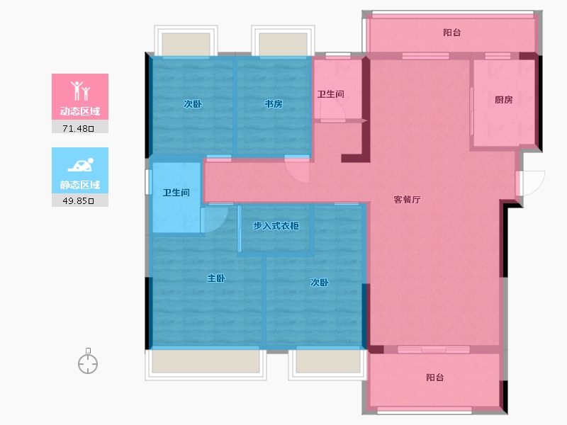 贵州省-贵阳市-紫金华府-108.87-户型库-动静分区