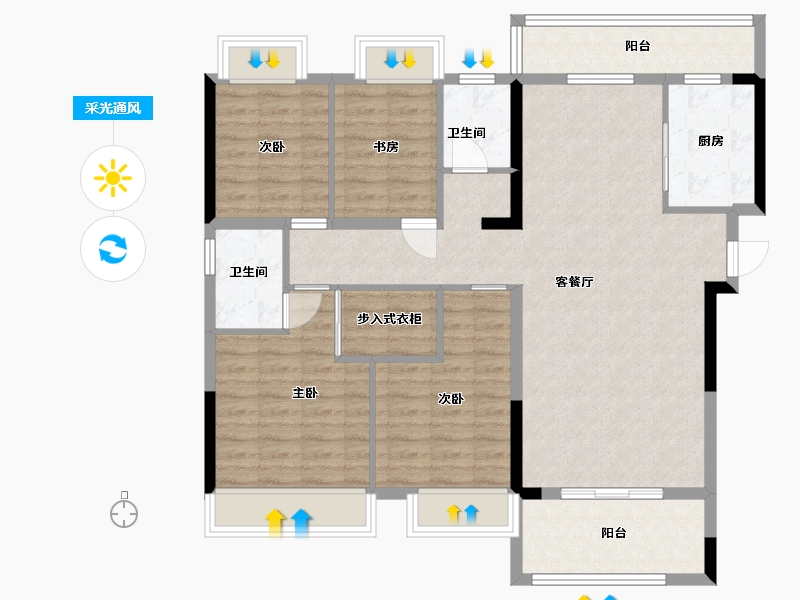 贵州省-贵阳市-紫金华府-108.87-户型库-采光通风