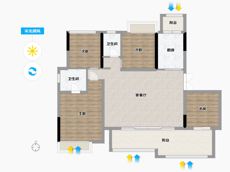 贵州省-贵阳市-金地旭辉上观-117.46-户型库-采光通风