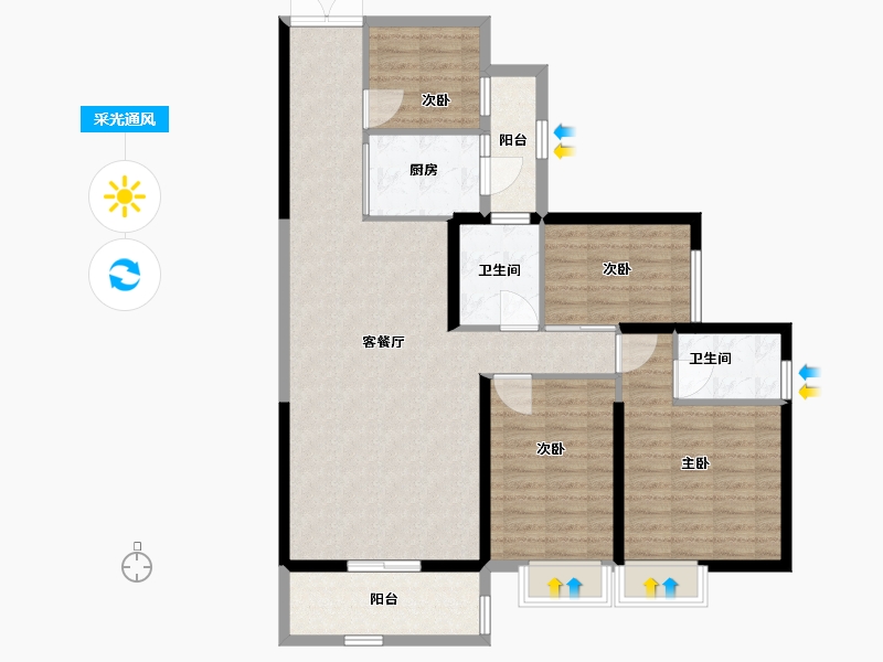 云南省-曲靖市-麒麟嘉园二期-110.00-户型库-采光通风