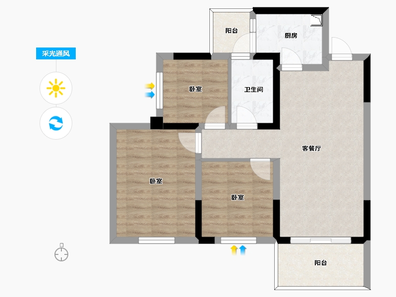 四川省-成都市-中粮天府智慧城-69.78-户型库-采光通风