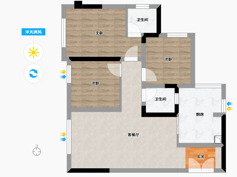 四川省-成都市-天府云城C区-67.77-户型库-采光通风