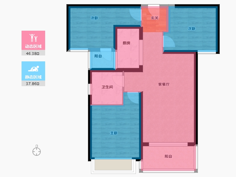 云南省-昆明市-佳兆业壹号公馆-74.38-户型库-动静分区