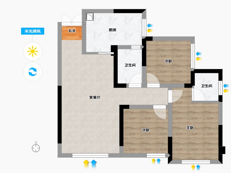 四川省-成都市-天府云城C区-66.97-户型库-采光通风