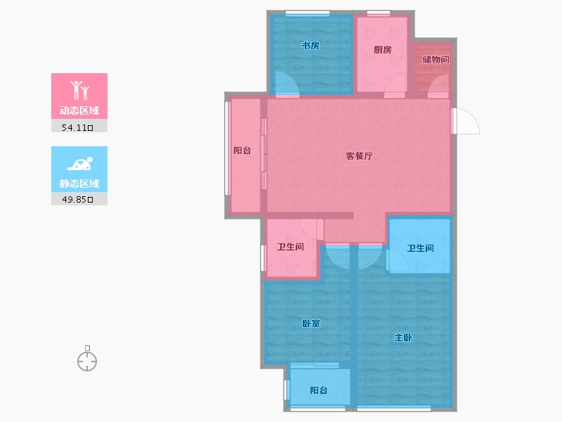 河北省-唐山市-绿城蓝湾小镇-92.17-户型库-动静分区