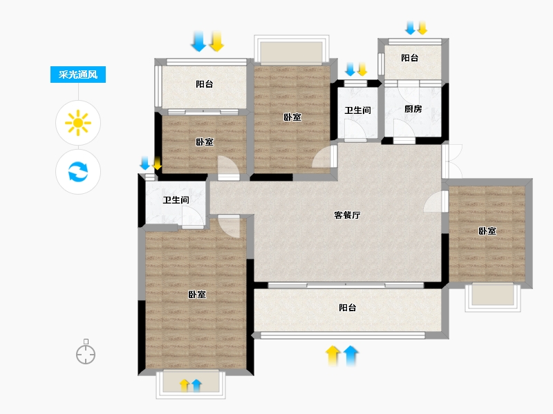 四川省-成都市-禹通宝誉府-108.57-户型库-采光通风