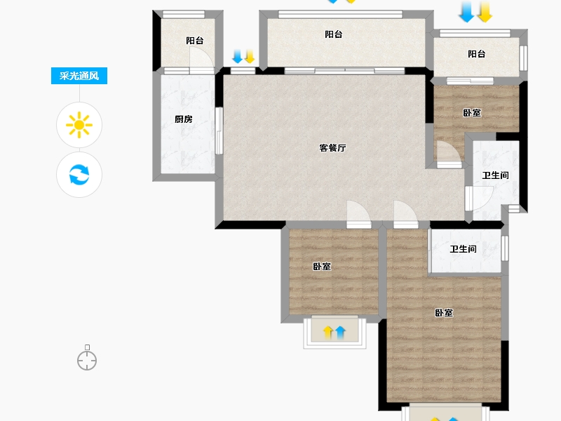 四川省-成都市-禹通宝誉府-91.07-户型库-采光通风