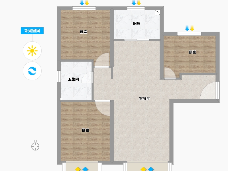 天津-undefined-实地·天津蔷薇国际-80.00-户型库-采光通风