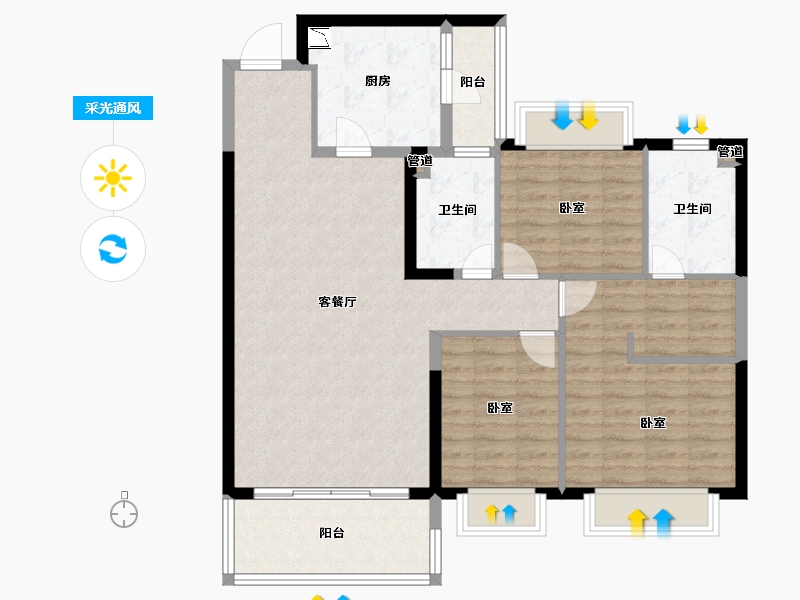 河北省-邯郸市-邯郸恒大悦府-101.99-户型库-采光通风