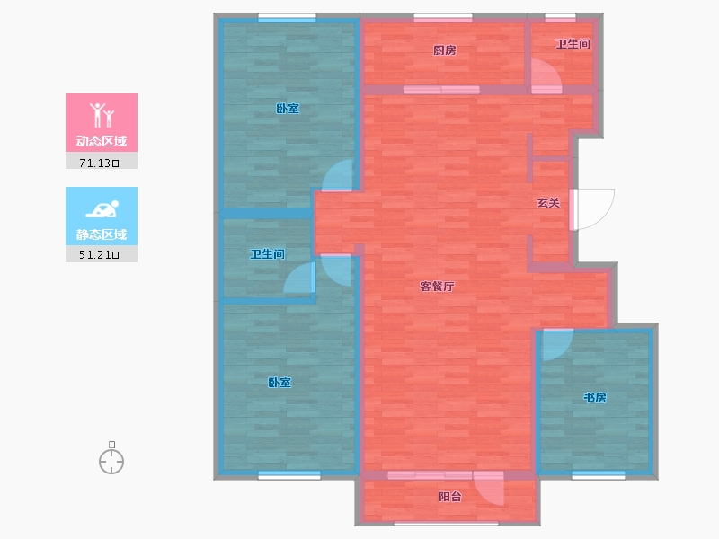 河北省-唐山市-水山蘭园-110.74-户型库-动静分区