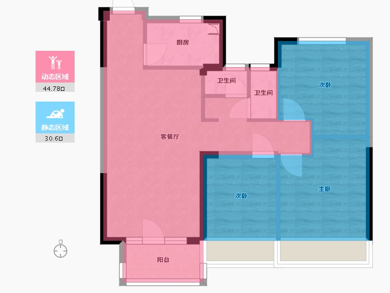 河北省-唐山市-均和宸玥府-66.80-户型库-动静分区