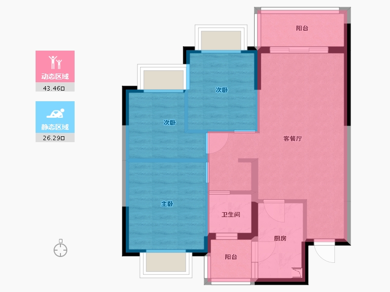 贵州省-贵阳市-贵阳恒大观山学府-61.74-户型库-动静分区