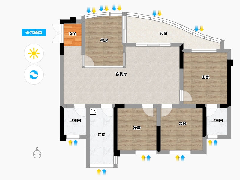 四川省-成都市-天府云城C区-78.35-户型库-采光通风